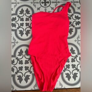 Neon/hot pink one strap swimsuit